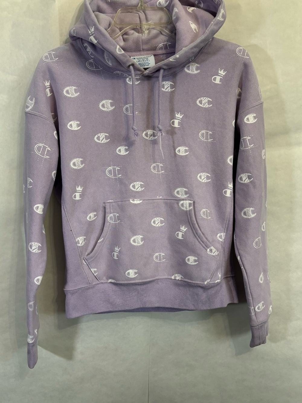 Champion Lavender Allover Logo Pullover Hoodie - Women's